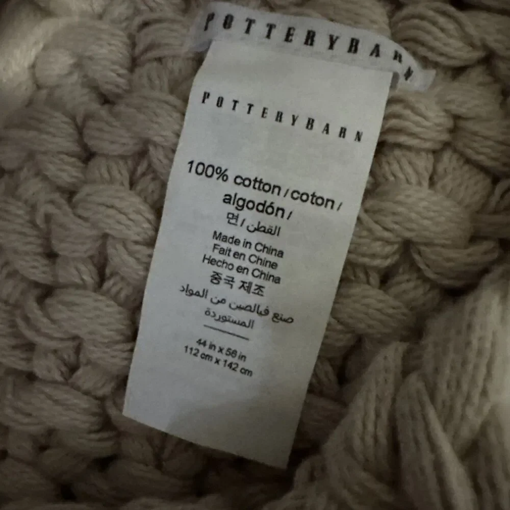 Pottery Barn Bayside Chunky Knit Throw Blanket 44x56” - Khaki NWOT